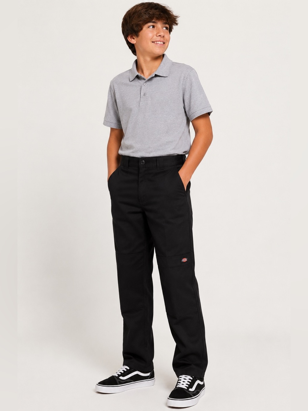 Dickies Boys Size 12 Regular Black Double Knee Twill Uniform Pants EUC